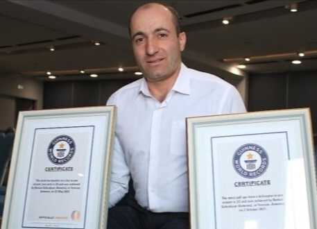 Ռոման Սահրադյանի նոր ռեկորդը՝ Թալինում․ 25 պտույտ շարժվող բեռնատարների միջև. Թալինի համայնքապետարան