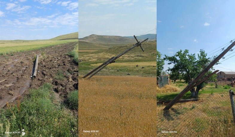 Ուժեղ քամու հետևանքով վնասվել են Արագածոտնի մարզի բնակավայրերի էլեկտրահաղորդման գծերի հենասյուները