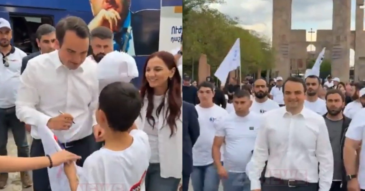 «Ուժեղ Հայաստանի» անդամները քայլերթ են իրականացնում Էջմիածնում