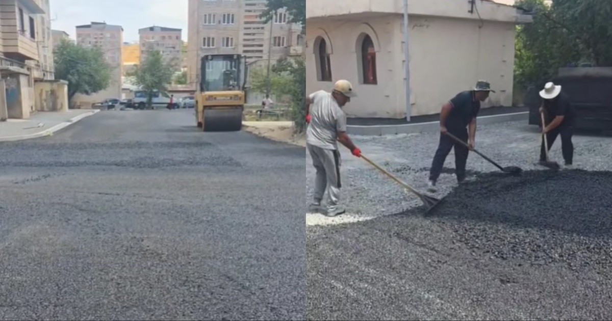 Բյուրեղավանում ընթանում են բակային տարածքների ասֆալտապատման աշխատանքներ